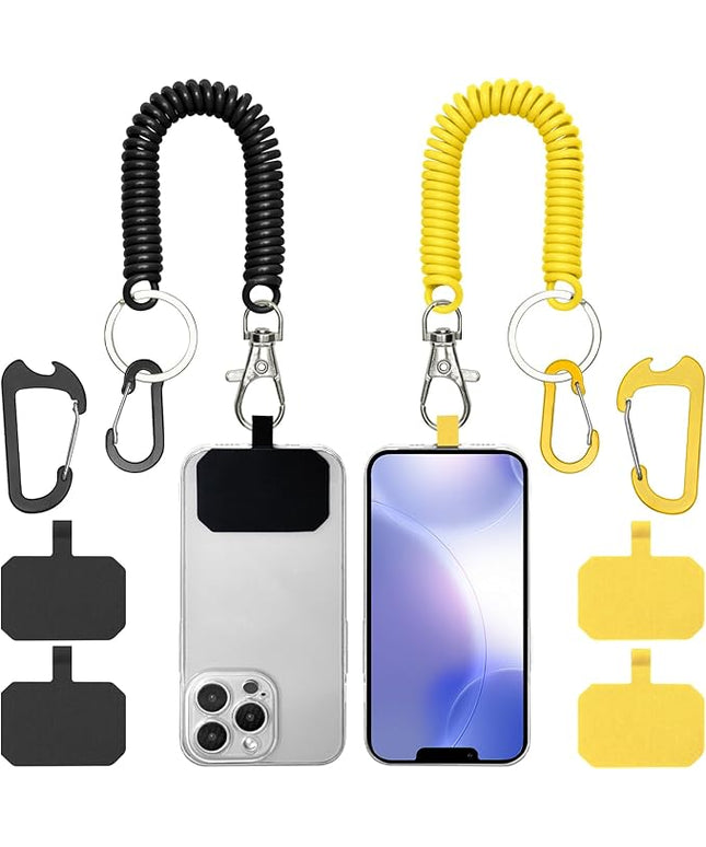 Phone Tether Lanyard Anti Theft Phone Strap with Carabiner Anti-Drop Outdoor Skiing Hiking Cycling Fishing Climbing fit iPhone and Most Cell Phone (Black+Yellow)