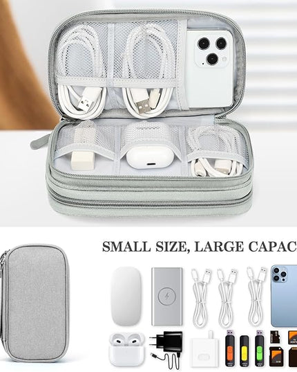 FYY Travel Cable Organizer Bag Pouch Electronic Accessories Carry Case Portable Waterproof Double Layers All-in-One Storage for Cord, Charger, Phone, Earphone Grey