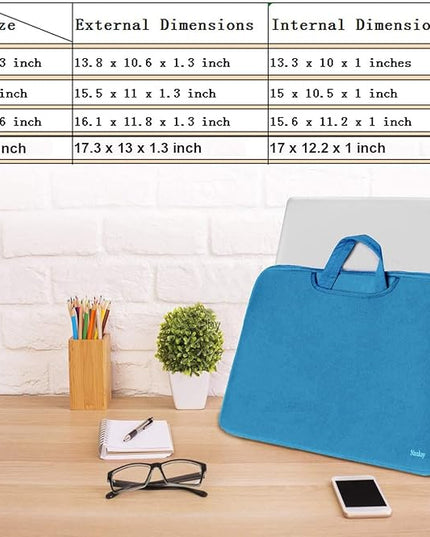 Laptop Sleeve Case 15.6 Inch, Durable Slim Briefcase Handle Bag & with Extra Pockets, Notebook Computer Protective Case for 15 15.6 inch HP, Dell, Acer, Asus, Chromebook, Ultrabook, Sky Blue