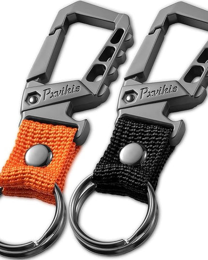 Metal heavy duty key chain carabiner clip bottle opener wrist lanyard ring car key fob unisex for men and women