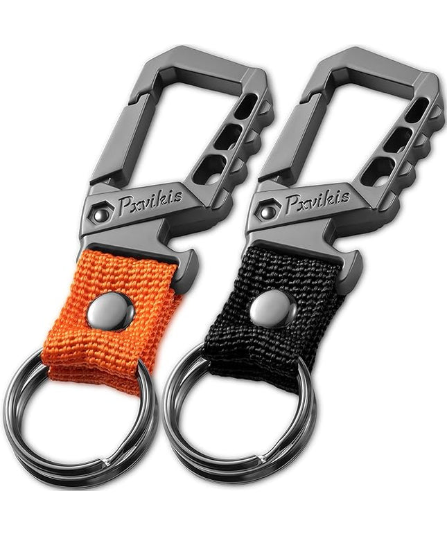 Metal heavy duty key chain carabiner clip bottle opener wrist lanyard ring car key fob unisex for men and women