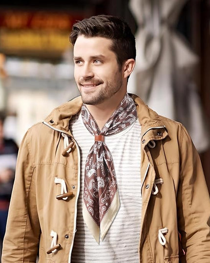 27.5 Inches Square Silk Feeling Neck Scarf for Men Necktie Silk Bandanas Pocket Square Cowboy Scarves