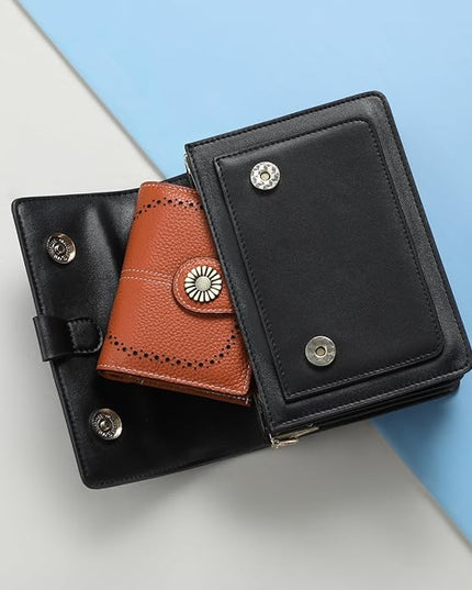 SENDEFN Small Womens Wallet Leather Bifold Card Holder RFID Blocking with Zipper Coin Pocket