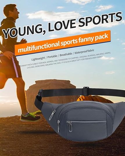 DAITET Crossbody Fanny Pack for Men&Women,Large Waist Bag & Hip Bum Bag with Adjustable Strap for Outdoors Workout Traveling Casual Running Hiking Cycling
