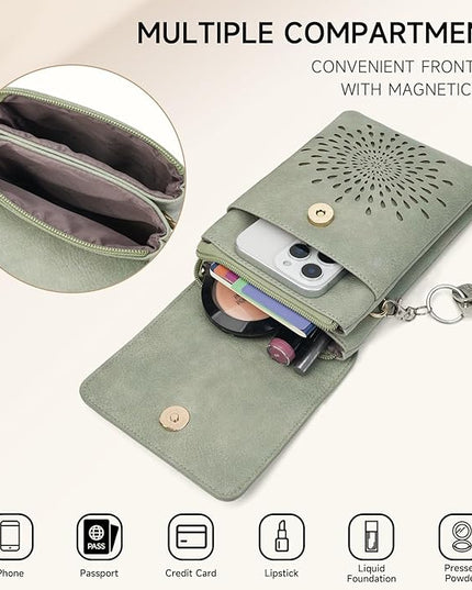APHISON Small Crossbody Bags for Women Trendy, Leather Phone Wallet Purses Handbags Card Slots with Adjustable Strap