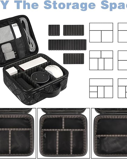 MATEIN Cord Organizer Case with Adjustable Divider, DJ Cable File Bag for DJ Gear, Sound Instrument and Music Equipment Accessories, Shockproof Portable Double Layer Cord Bags, Black