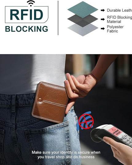 TFKGS Slim Wallet for Women Vegan Leather RFID Blocking, Small Thin Credit Card Holder Bifold Compact Pocket Ladies Mini Purse Brown