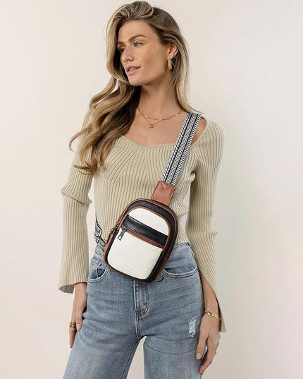 Sling Bag For Women Faux Leather Small Casual Daypack Backpack Fanny Pack Crossbody Chest Bags Purse