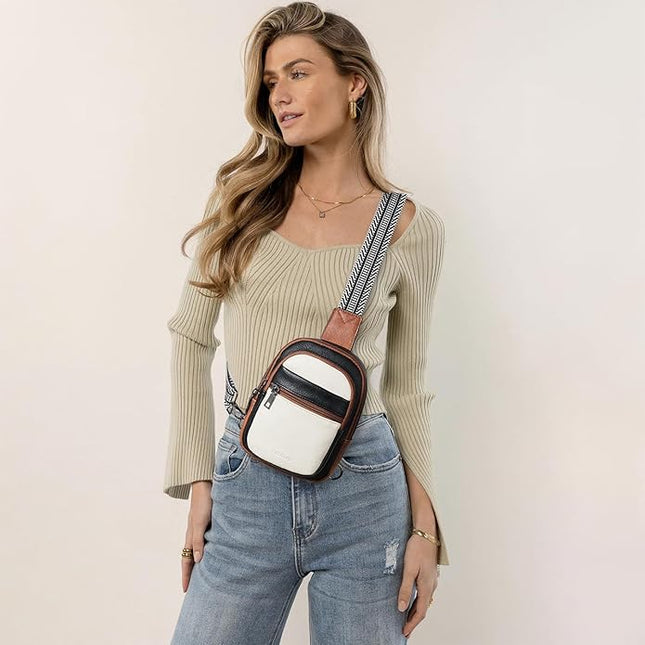 Sling Bag For Women Faux Leather Small Casual Daypack Backpack Fanny Pack Crossbody Chest Bags Purse