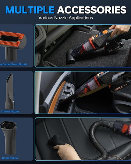 THINKWORK 20V Car Vacuum & Air Inflator, Dual Function High Power Handheld Cordless Vacuum with 18000pa Suction Power for Car Cleaning, Household Dust Removal, Inflation