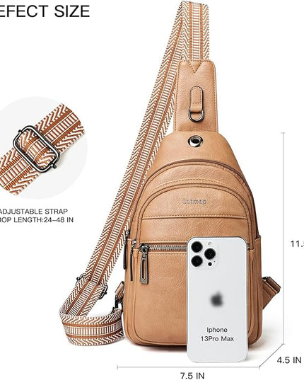 Sling Bag For Women Faux Leather Small Casual Daypack Backpack Fanny Pack Crossbody Chest Bags Purse