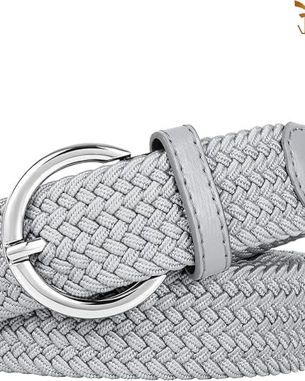 JASGOOD Women Men Braided Woven Elastic Stretch Belt Golf Canvas Casual Belt for Jeans Pants
