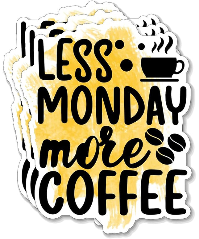 (3PCS) Less Monday More Coffee Sticker for Phone Tablet Laptop Car Truck Window | 3" Sticker