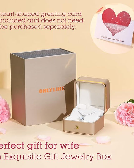 Heart Pendant Necklace Gifts for Wife, 1-6 Carat Moissanite Women's Pendant Necklace, Wedding Anniversary Eternity Jewelry Present for Wife, Birthday Gifts for Her