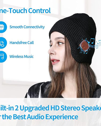 Bluetooth Beanie for Men Women, HD Stereo Sound Beanie with Headphones, Unique Tech Gifts for Men Husband Him Teen