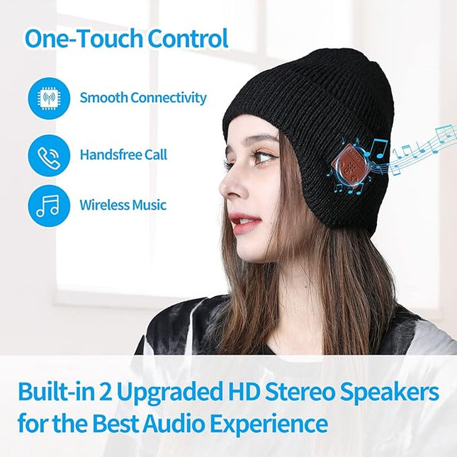 Bluetooth Beanie for Men Women, HD Stereo Sound Beanie with Headphones, Unique Tech Gifts for Men Husband Him Teen
