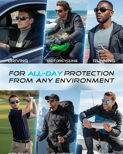 ATTCL Polarized Sunglasses Men Sports: UV Protection Anti Glare Wrap Around Lightweight Metal Driving Fishing Golf Running