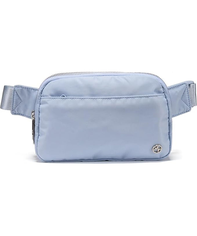Pander Everywhere Belt Bag for Women, 5 Zipper Pockets Nylon Crossbody Fanny Pack Purse (Windmill Blue).