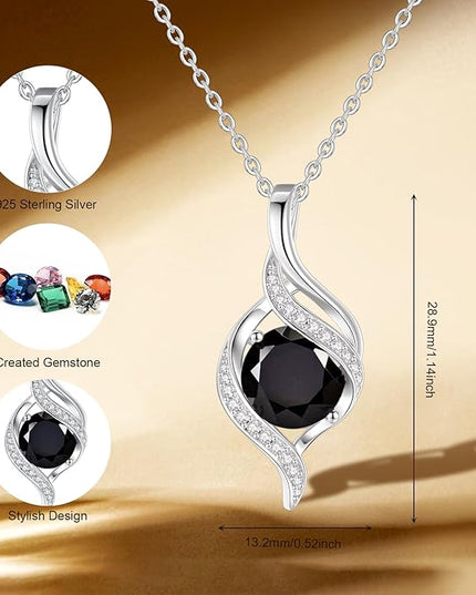 FANCIME Birthstone Necklace for Women Round Cubic Zirconia Necklace S925 Sterling Silver full Love Birthday Gifts for Mom Women