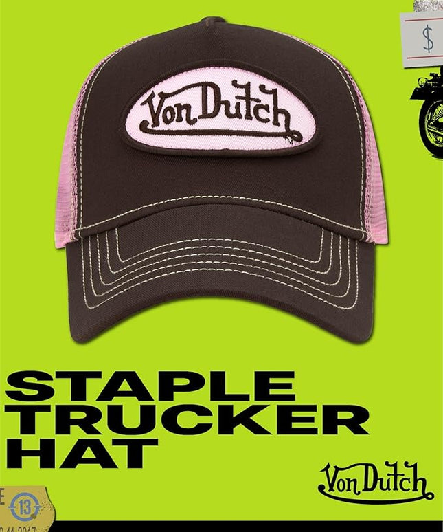 Von Dutch Unisex Trucker Hat - Curved Bill Mesh Back Retro Classic Adjustable Snapback Baseball Cap for Men and Women