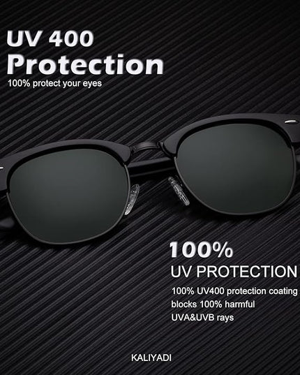 KALIYADI Polarized Sunglasses for Men and Women Semi-Rimless Frame Driving Sun glasses UV Blocking