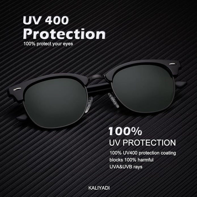 KALIYADI Polarized Sunglasses for Men and Women Semi-Rimless Frame Driving Sun glasses UV Blocking