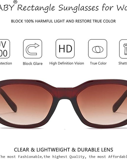 BUTABY Rectangle Sunglasses for Women Retro Driving Glasses 90’s Vintage Fashion Irregular Frame UV400 Protection