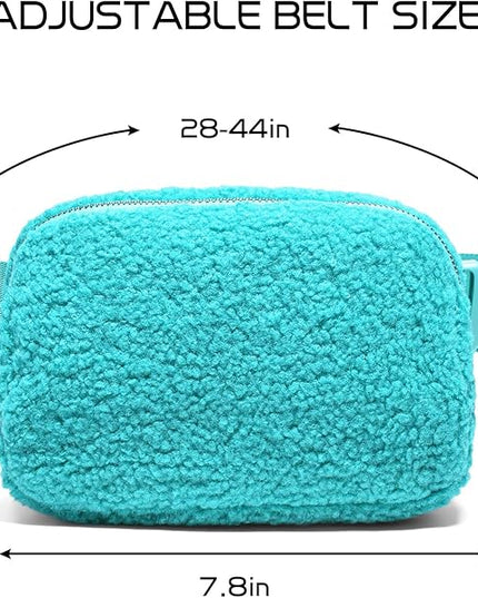 Gitus Fleece Belt Bag Sherpa Fanny Pack Crossbody Bags for Women Fashion Waist Packs with Adjustable Strap for Gym Travel Hiking Running Trending Gifts for Teen Girls Women Men (Lake Blue)