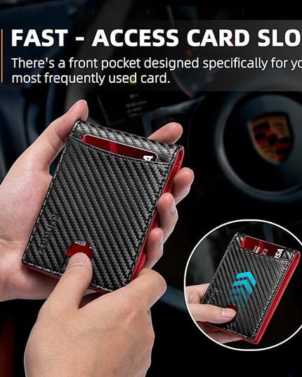 RUNBOX Slim Money Clip Wallets for Men RFID Blocking 11 Card Holder Minimalist Small Leather Bifold Men's Front Pocket Wallet Gift Box