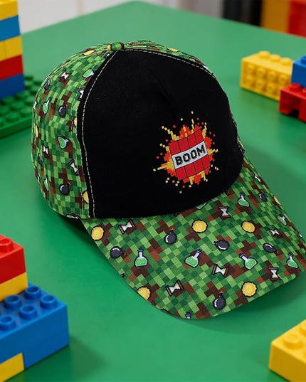 Pixel Baseball Cap for Boys, Adjustable Green Game Theme Hat for Men Teens Fans Gamers Cool Trendy Gift