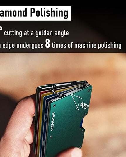 Lenvoten Extra Durable Hinged Minimalist Wallet for Men | Slim Metal RFID Blocking Wallet | Credit Card Holder & Money Clip Holds 20 Cards | Premium Scratch-Resistant Finish | Ideal Gift for Men