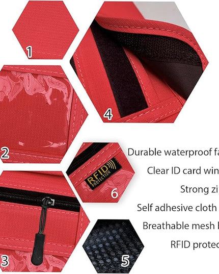RFID Blocking Travel Neck Wallet Pouch and Passport Holder, Travel Neck Pouch Passport Holder for Women & Men - Red