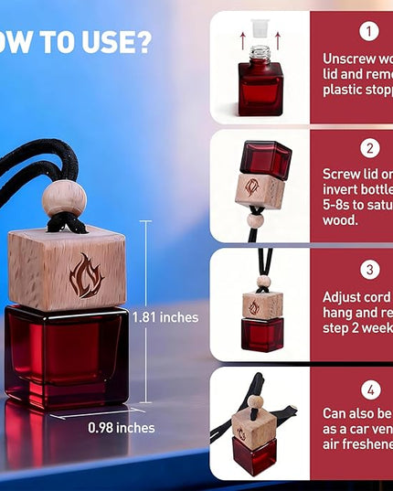 Car Air Freshener Hanging 2 Pack, Rosehip Wine Scent Car Perfume, Long Lasting Automotive Essential Oil Diffuser, Cute Car Accessories for Women Men