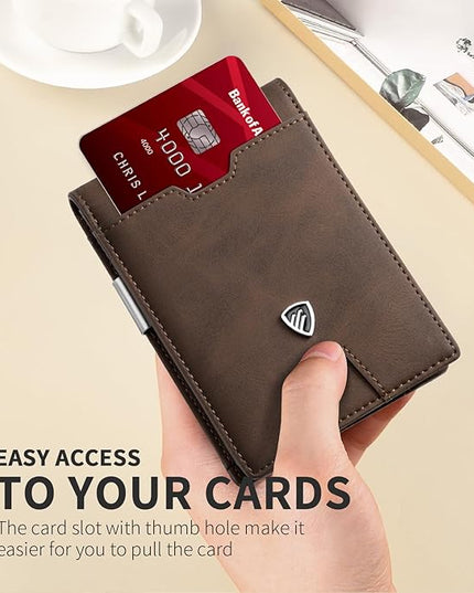 RUNBOX Mens Slim Wallet with Money Clip RFID Blocking Bifold Credit Card Holder for Men with Gift Box