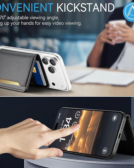 Vinich for MagSafe Wallet Magnetic RFID Blocking Card Holder Compatible with MagSafe Phones and Cases, Strong Magnet Minimalist Phone Wallet for iPhone 17/16/15/14/13/12/ Pro/Max/Plus, Black