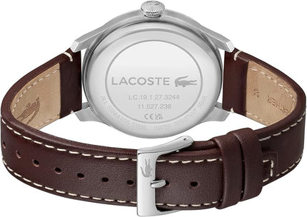 Lacoste Lisbon Men’s Quartz Watch - Three-Hand Sunray Dial with Stick Indexes, Polished Case, Crocodile Logo - Modern, Classic Timepiece - Gift for Him 42mm