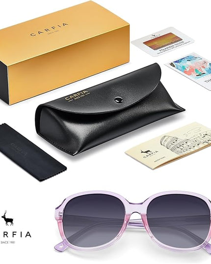 CARFIA Acetate Oversized Square Polarized Sunglasses for Women UV Protection Retro Trendy Big Shades