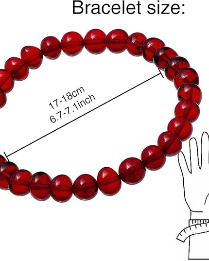 Natural Baltic Amber Bracelet for Women and Men – Stretch Wristband with Polished Cube Beads, Lightweight Unisex Jewelry Gift for Daily and Casual Wear