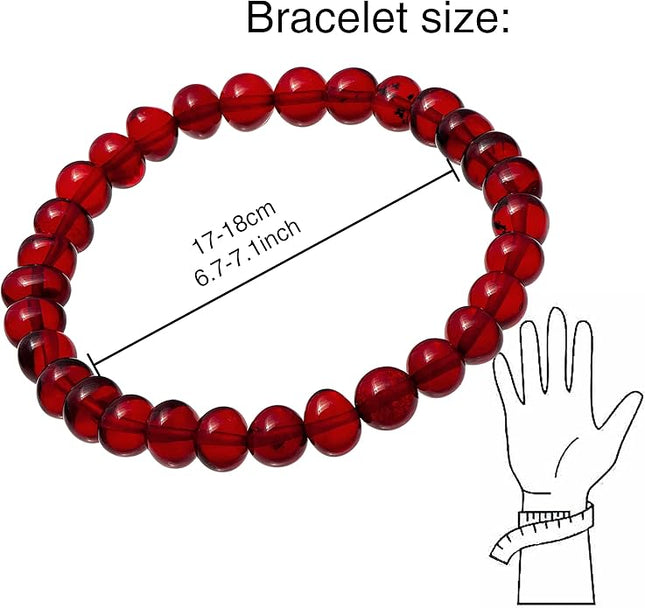 Natural Baltic Amber Bracelet for Women and Men – Stretch Wristband with Polished Cube Beads, Lightweight Unisex Jewelry Gift for Daily and Casual Wear