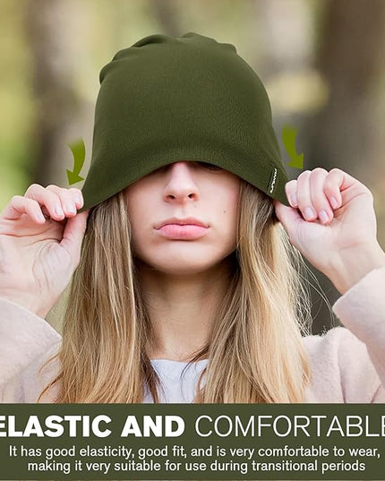 Slouchy Beanie for Women Men Soft Cotton Chemo Hats Double-Layer Warm Beanie Cap for Daily Wear & Transitional Seasons