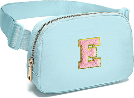 Gitus Gifts for 7 8 9 10 11 Year Old Girls Belt Bag Fanny Pack Crossbody Bags with Initial Letter Patch Birthday Gifts for Daughter Sister Friends Teen girls (Icing Blue-E)