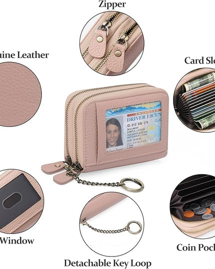 GOIACII Small Genuine Leather Wallet for Women, RFID Blocking Credit Card Holder Wallet