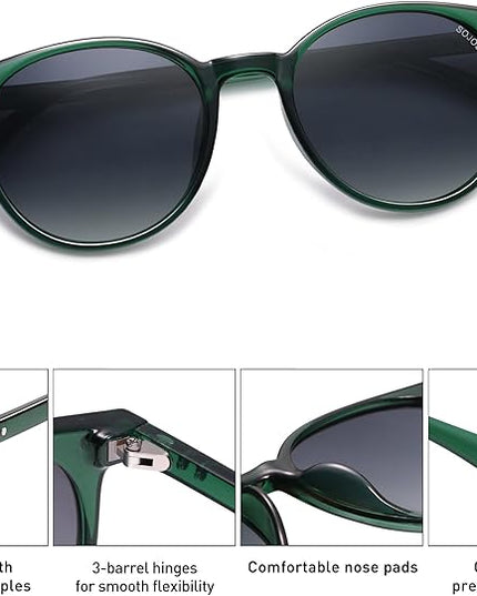 SOJOS Small Round Classic Polarized Sunglasses for Women Men Vintage Style UV400 Lens MAY SJ2113
