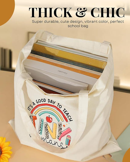 AUSVKAI Canvas Tote Bag for Women, Aesthetic Cute Grocery Grocery Reusable Cotton Gift Bag for Shooping Beach Trendy Gifts