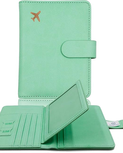 Melsbrinna Rfid Passport Holder for Travel women/Men, Cute Passport Wallet Rfid Blocking Card Slots, Rfid Passport Cover/CaseTravel Wallet, Passport Book Holder (1, Green3)