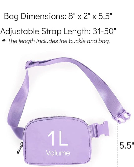 YOSHUYUKI Cross Body Fanny Packs for Women Fashion Waist Bag Pouch Nylon Small Travel Crossbody Bags Mini Purse Everywhere Belt Bag Bum Bag Adjustable Strap for Workout Running Hiking Lavender Fog