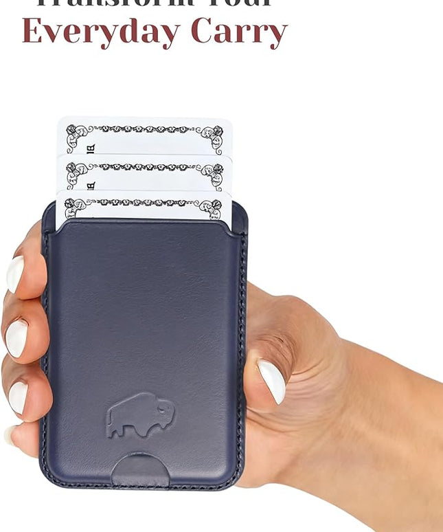 BLACKBROOK Leather Wallet for MagSafe, Duke Slim Full Grain Leather Card Holder, Holds up to 3 Cards, RFID Protection & Easy Access
