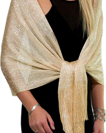 ShineGlitz Shawls and Wraps for Evening Dresses, Metallic Glitter Shawls for Women, Sparkling Wedding Giving Shawl Gift