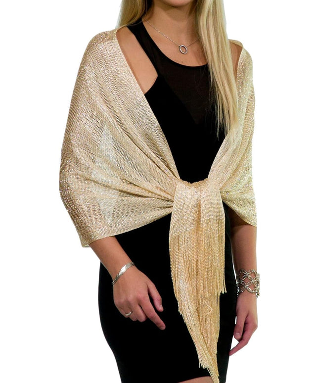 ShineGlitz Shawls and Wraps for Evening Dresses, Metallic Glitter Shawls for Women, Sparkling Wedding Giving Shawl Gift