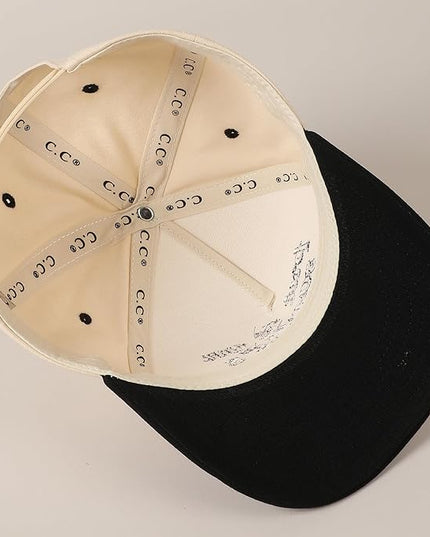 MIRMARU Two-Tone Vintage Canvas Trucker Hats for Men & Women, Adjustable Size Baseball Caps with Trendy Embroidered Design